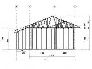 Рамка за гараж, изработена от профилни тръби, чертеж №2 Снимка: Чертеж на рамката #2