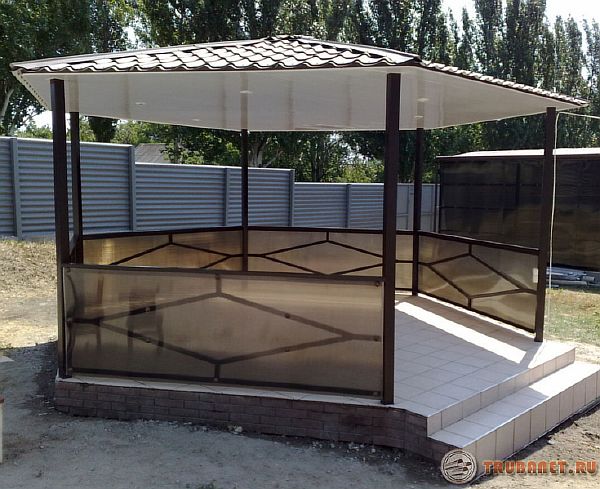 стационарна беседка, изработена от профилна тръба Снимка: Направи си сам стационарен павилион, изработен от профилни тръби