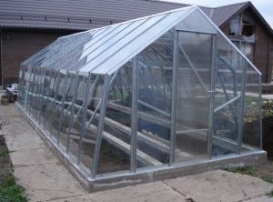 оранжерия Снимка: Метална оранжерия, оформена като къща