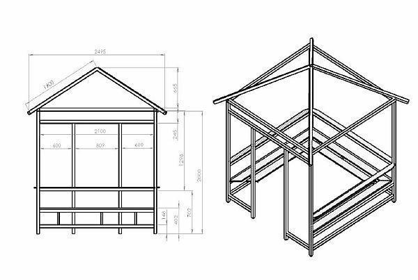 Чертеж на беседка, изработена от профилни тръби Снимка: Чертеж на беседка, изработена от профилна тръба