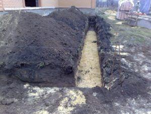 Трансхея с пясъчна възглавница Снимка: Изкоп с пясъчна възглавница