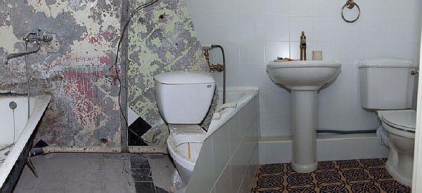 окабеляване в банята преди и след подмяна Снимка – окабеляване на банята преди и след подмяната