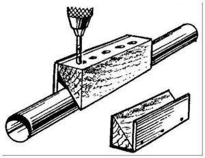 най-прост проводник за пробиване на отвор в тръба Снимка - обикновена кондуктор за пробиване на отвори в тръба