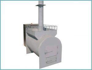 Снимка - Хоризонтална печка, изработена от тръба.