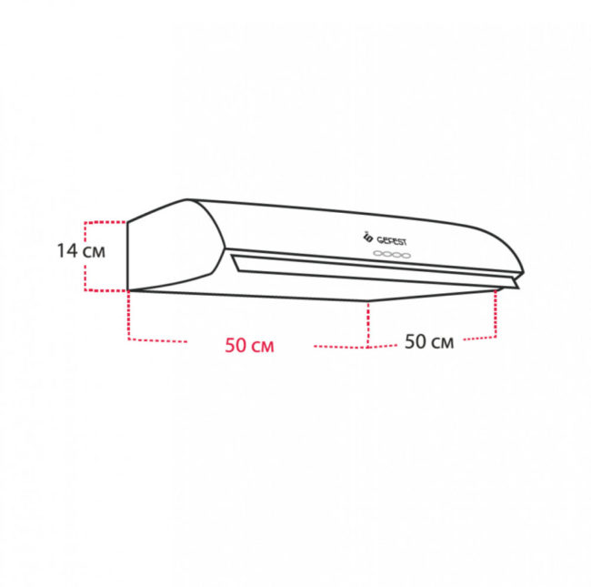 Снимка - диаграма GEFEST VO-2501 с размери