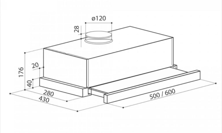 Снимка - размери на LEX Hubble G 600 Black