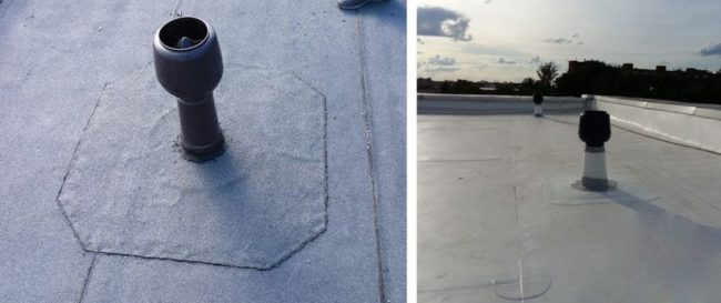 Снимка на изпускателни тръби на плосък покрив