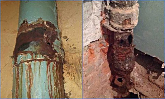 Снимка на използван чугунен тръбопровод