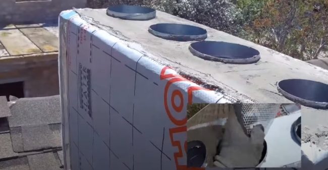 Снимка на армиращ слой, направен от циментова смес