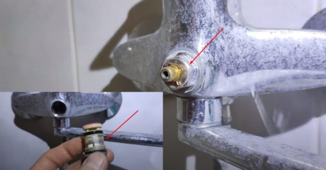 Снимка: Премахване на превключвателя от тялото на смесител за баня