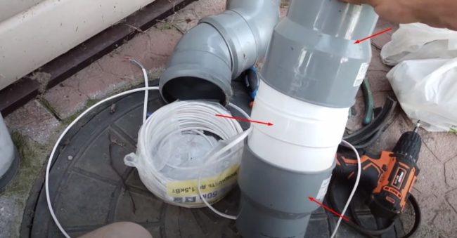 Снимка на изпускателен агрегат от вентилатор с адаптери