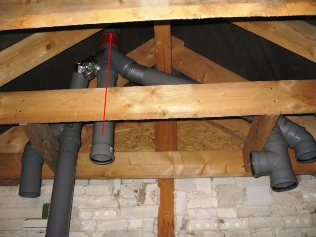 Снимка: Извличане на абсорбатор през покрива със свързване на клонове за обединяване на щрангове