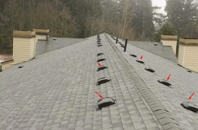 Снимка на елементи за вентилация на тавана на мек покрив