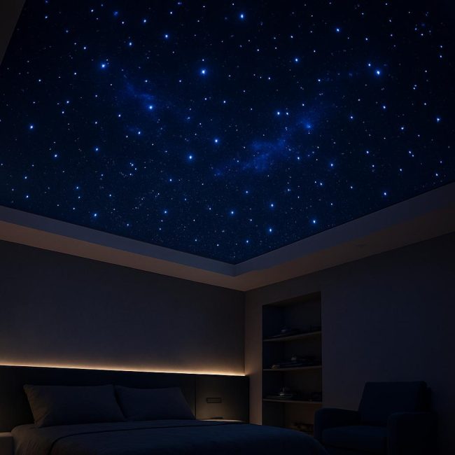 Интериорна магия: Как опънат таван „Звездно небе“ трансформира пространството