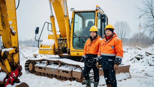 Сезонна експлоатация на строителна техника по време на монтаж на комуникации в зимни условия