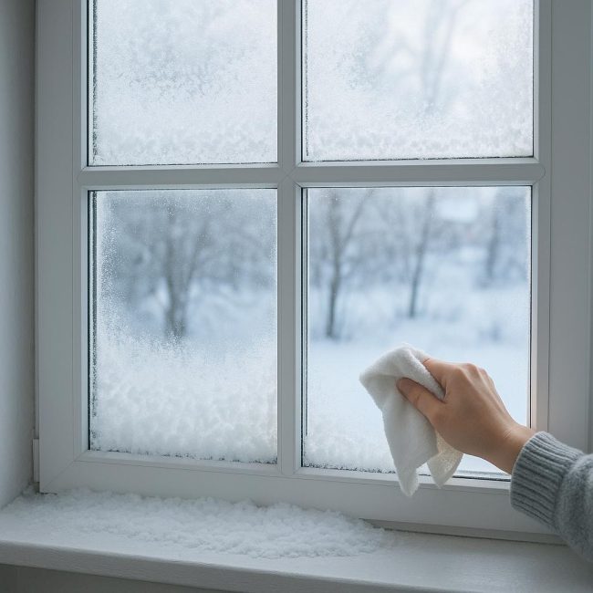 Лед по прозорците през зимата: защо се появява и как да го премахнем