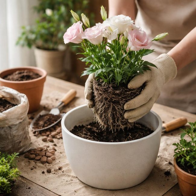 Пресаждане на еустома в саксия: Биология на процеса и практически нюанси