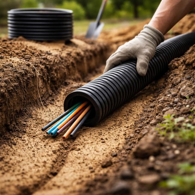 Кабел в HDPE тръба: как да го изберете и използвате правилно за външни и вътрешни инсталации