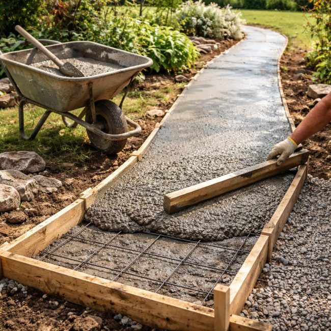 Направи си сам бетонен тротоар: Как да изградим висококачествена и дълготрайна пътека