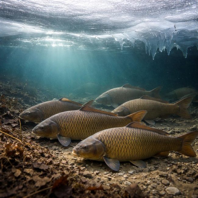 Какво прави шаранът през зимата: поведенчески характеристики и адаптация към студа