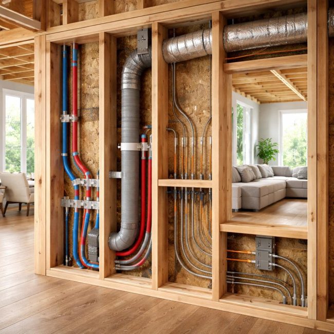 Как да скриете комунални линии в рамкова къща